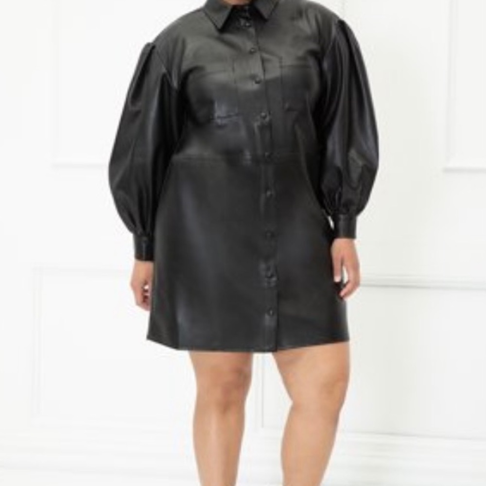 Eloquii Elements faux leather shirtdress